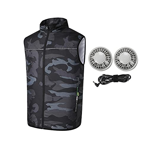 TAHUAON Kühlende Jacke Erwachsene Fan Ausgestattet Kleidung Für Sommer Hochtemperatur Outdoor Arbeit Klimaanlage Mantel, Camouflage + Fächer, XL von TAHUAON