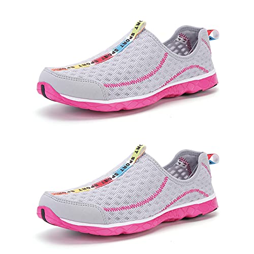 TAHUAON Schnell trocknende Wasserschuhe für Damen, für Strand, Wassersport, leicht, weich, rutschfest, für Spaziergänge, Strand, Laufschuhe, grau, 38 2/3 EU von TAHUAON