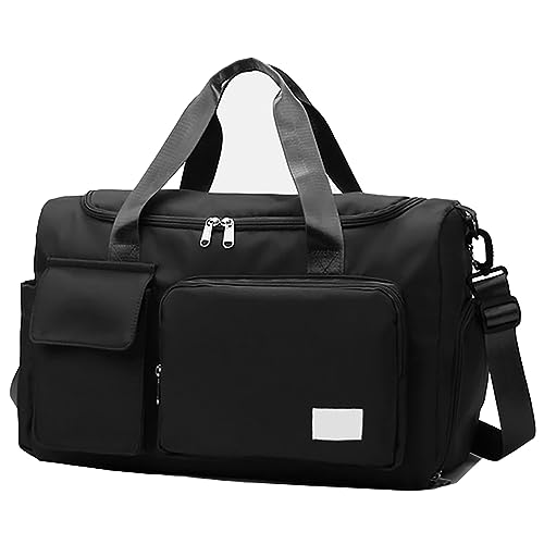 Turnbeutel für Frauen, wasserdichte Duffle Bag Carry On Weekender Tasche mit Schuhfach & Nasstasche, Tragetasche für Reisen, Workout, Sport, Schwarz von TAHUAON