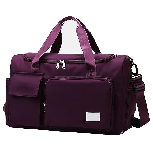 Turnbeutel für Frauen, wasserdichte Duffle Bag Carry On Weekender Tasche mit Schuhfach & Nasstasche, Tragetasche für Reisen, Workout, Sport, dunkelviolett von TAHUAON