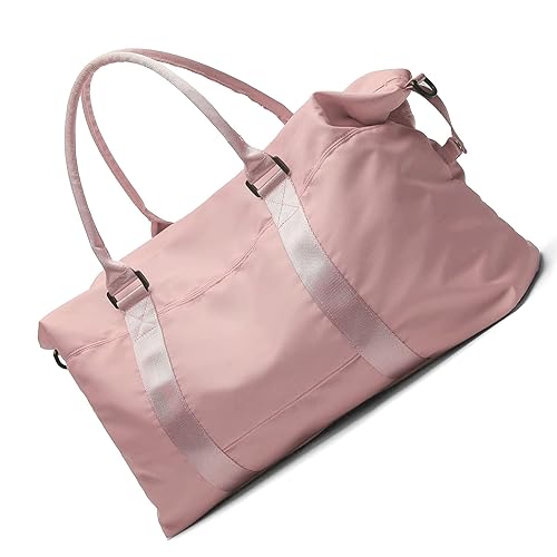 Unisex Reise Handtasche Wasserdicht Seesack Frauen Wochenende Tasche Übernachtung Tote Bag Damen Carry on Bag Casual Sport Tasche Turnbeutel Rosa, Farbe A von TAHUAON