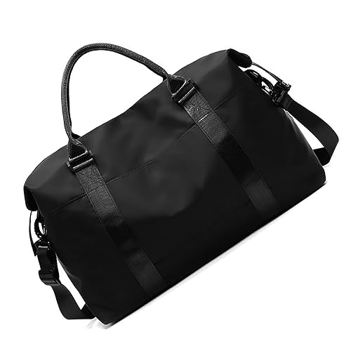 Weekend Bag for Women Overnight Bag Travel Duffel Bag Carry on Bag Holdalls for Women Sports Bag Gym Bag Weekender Bag (Black) 55x27x18cm, Farbe A von TAHUAON