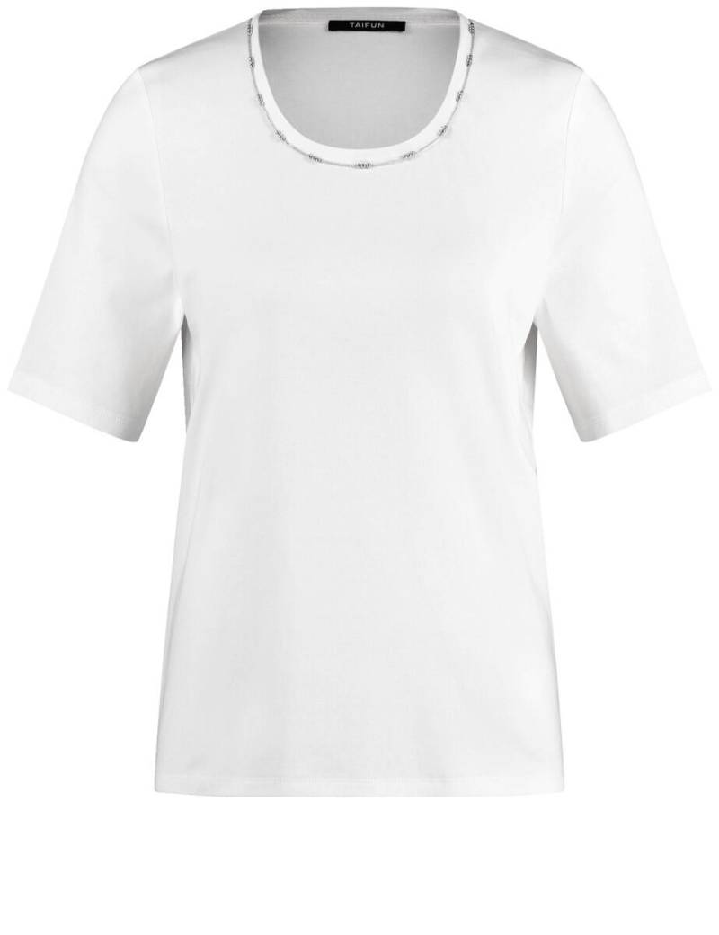 TAIFUN - Basic T-Shirt mit Schmuckblende beige/weiß - Gr. - 38 von TAIFUN
