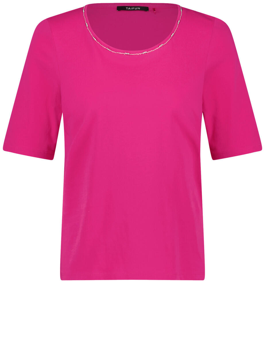 TAIFUN - Basic T-Shirt mit Schmuckblende pink - Gr. - 42 von TAIFUN