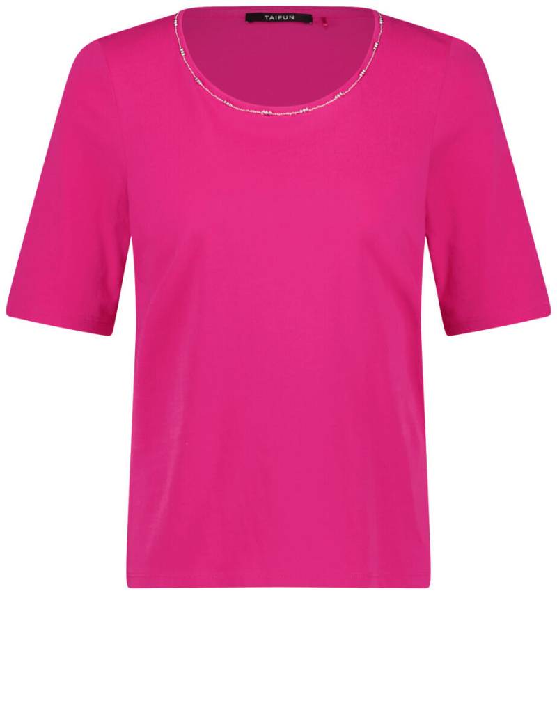 TAIFUN - Basic T-Shirt mit Schmuckblende pink - Gr. - 42 von TAIFUN