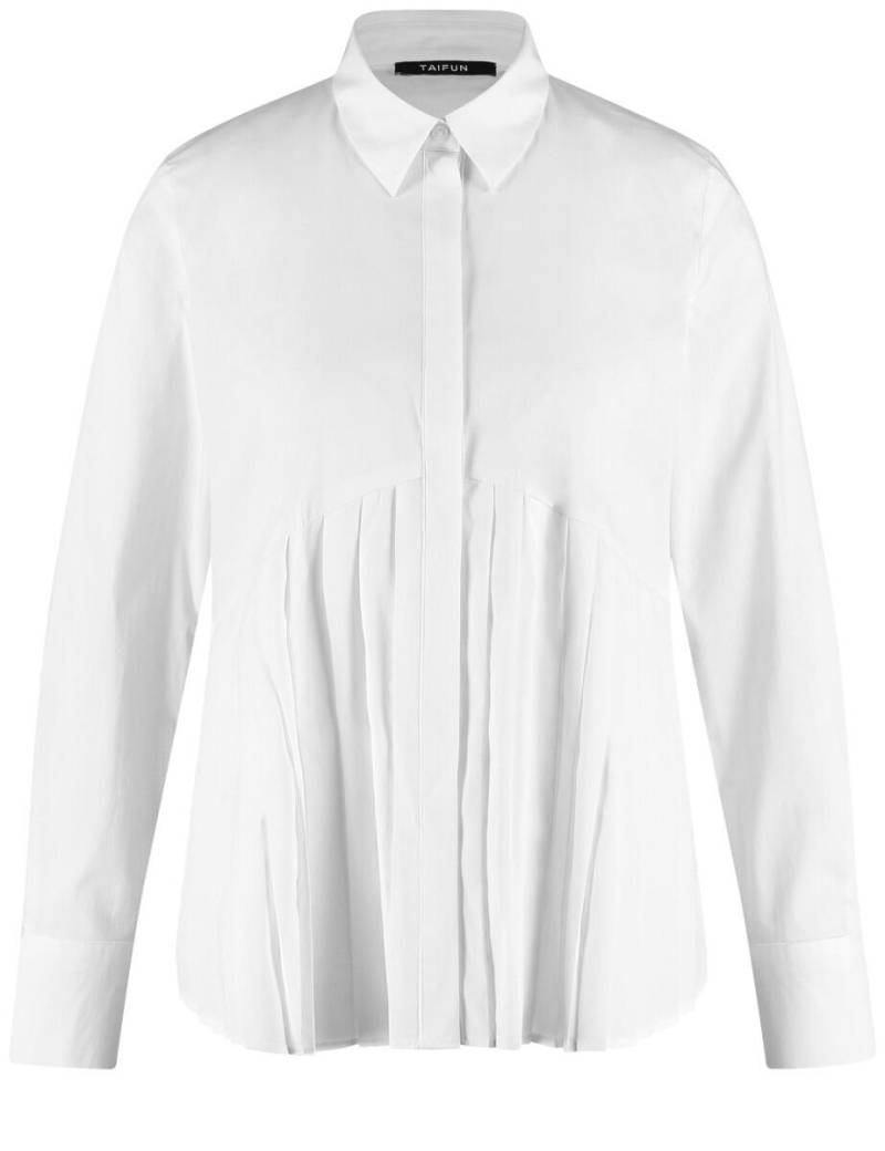 TAIFUN - Baumwollbluse mit Plissee-Detail weiß - Gr. - 40 von TAIFUN