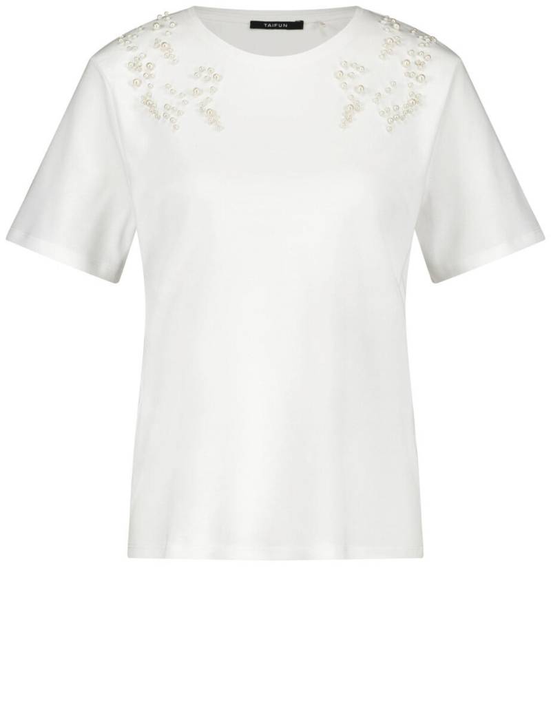 TAIFUN - Baumwollshirt mit Perlen-Dekor weiß - Gr. - 40 von TAIFUN