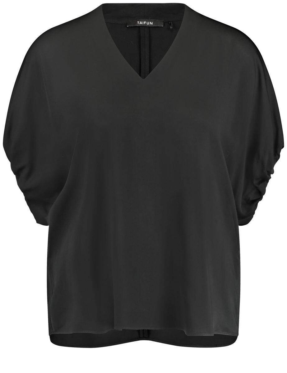 TAIFUN - Bluse mit gerafftem Kurzarm schwarz - Gr. - 36 von TAIFUN