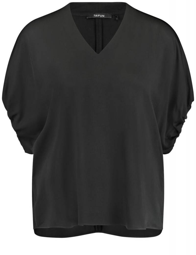 TAIFUN - Bluse mit gerafftem Kurzarm schwarz - Gr. - 36 von TAIFUN
