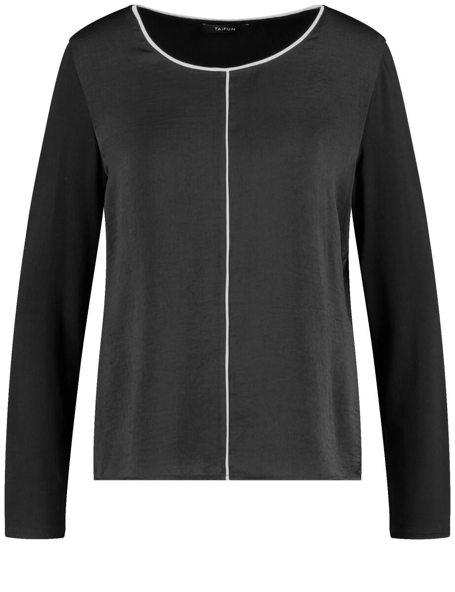 TAIFUN - Blusenshirt mit Kontrastleisten schwarz - Gr. - 40 von TAIFUN