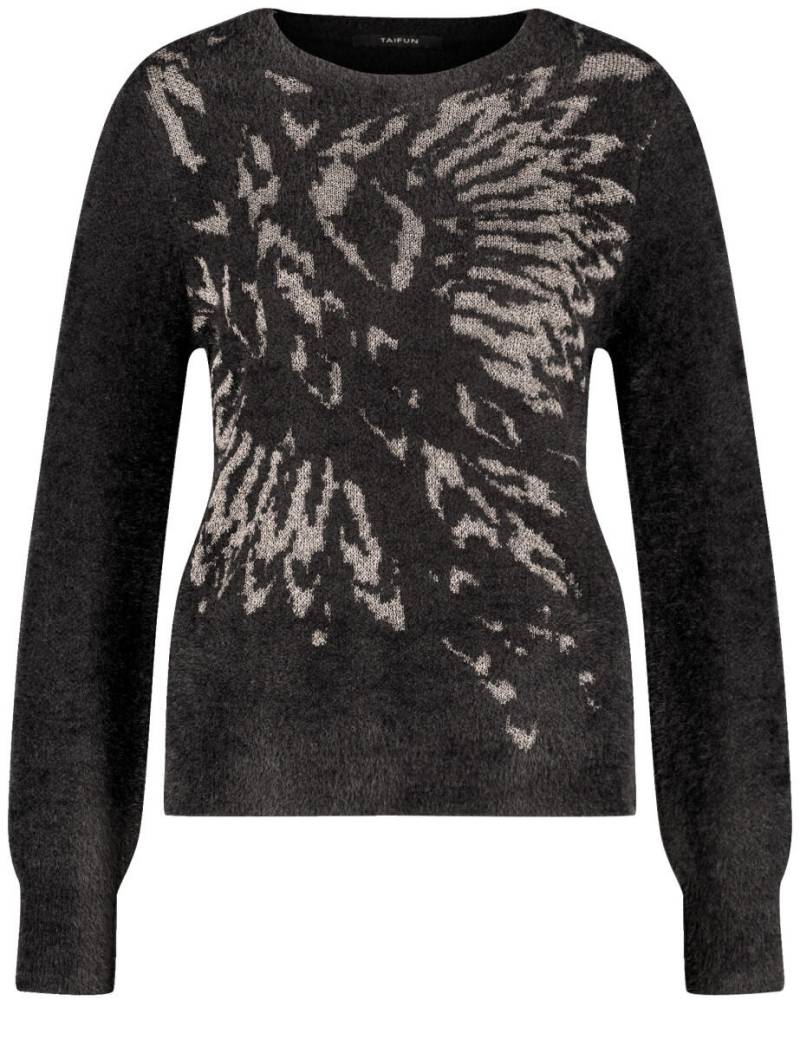 TAIFUN - Flausch-Pullover mit Lurex-Jacquardmuster schwarz - Gr. - 34 von TAIFUN