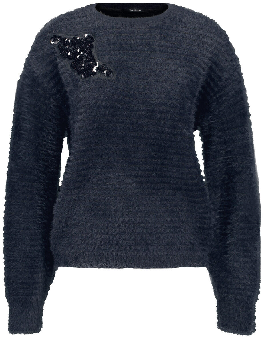 TAIFUN - Flauschiger Pullover mit Pailletten-Detail schwarz - Gr. - 40 von TAIFUN