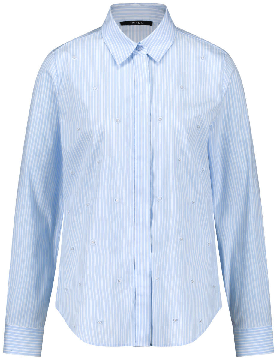 TAIFUN - Gestreifte Baumwollbluse mit Perlen weiß - Gr. - 36 von TAIFUN