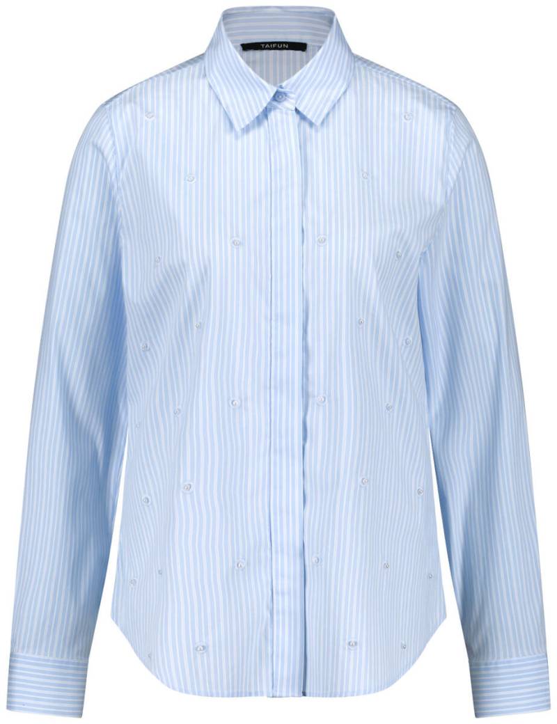 TAIFUN - Gestreifte Baumwollbluse mit Perlen weiß - Gr. - 36 von TAIFUN