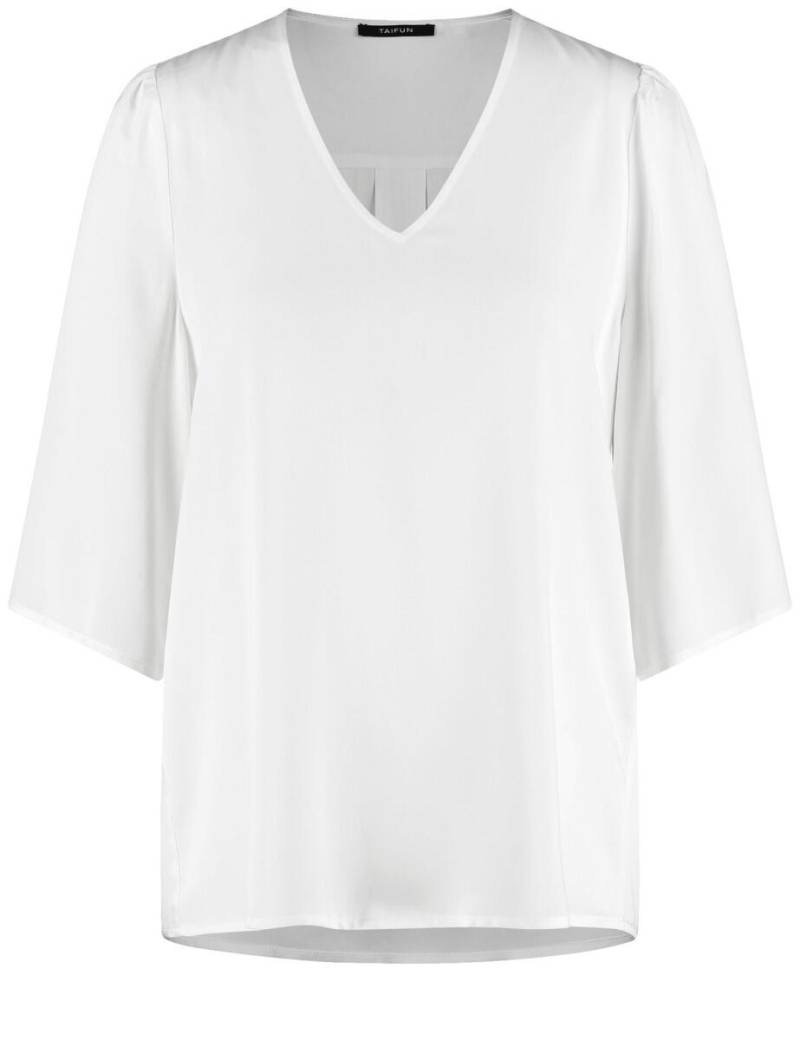 TAIFUN - Halbarmbluse mit V-Ausschnitt weiß - Gr. - 36 von TAIFUN