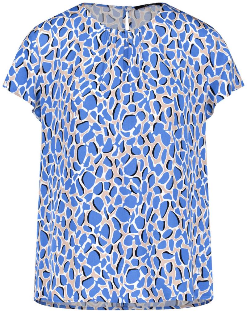 TAIFUN - Kurzarmbluse mit Allover-Print blau - Gr. - 38 von TAIFUN