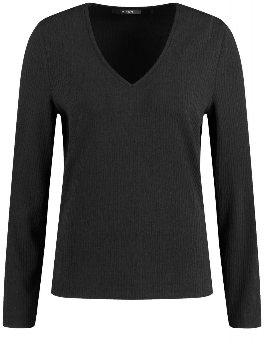 TAIFUN - Langarmshirt aus Strutur-Jersey schwarz - Gr. - 34 von TAIFUN