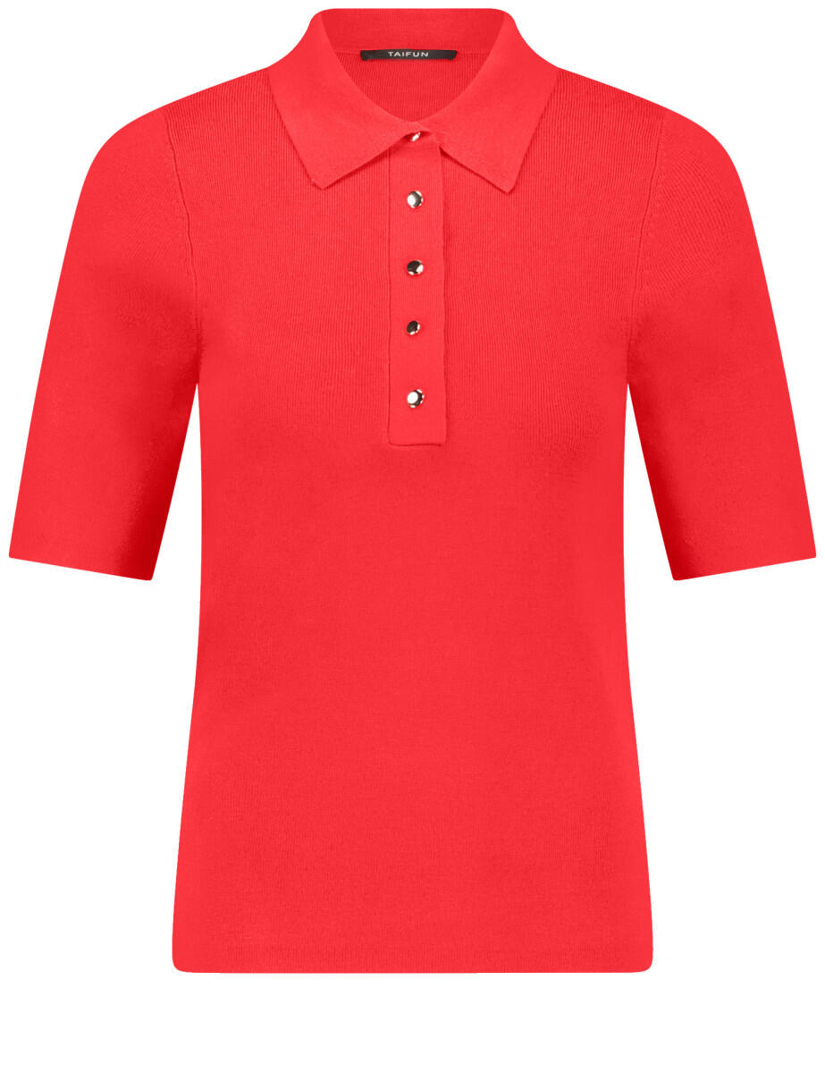 TAIFUN - Poloshirt aus feinem Rippstrick rot - Gr. - 38 von TAIFUN