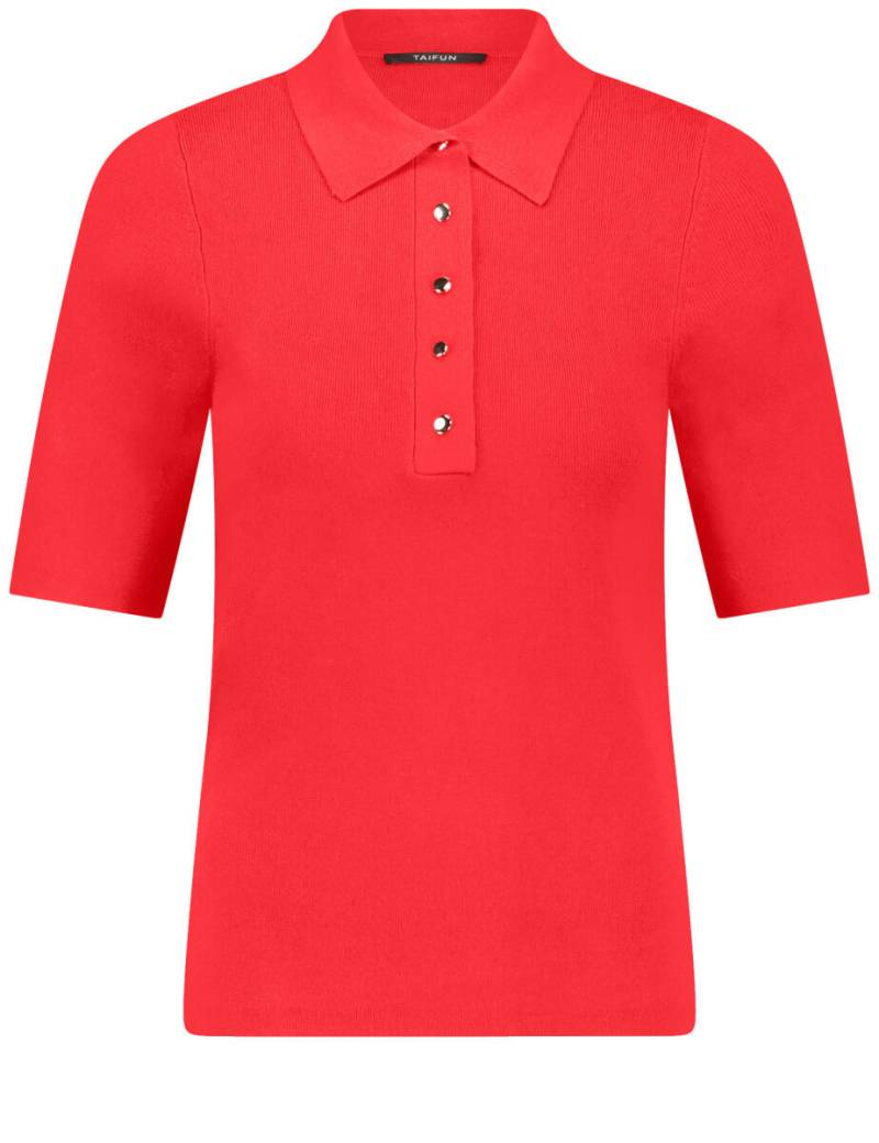 TAIFUN - Poloshirt aus feinem Rippstrick rot - Gr. - 38 von TAIFUN