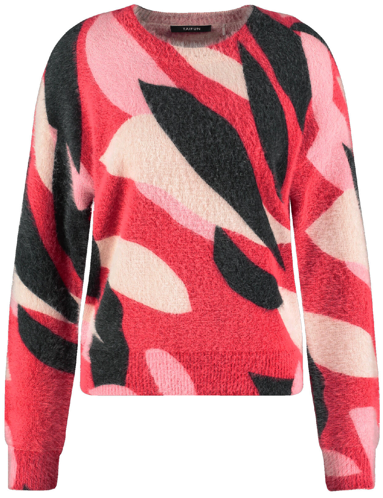 TAIFUN - Pullover mit Allovermuster pink/rot/schwarz - Gr. - 38 von TAIFUN