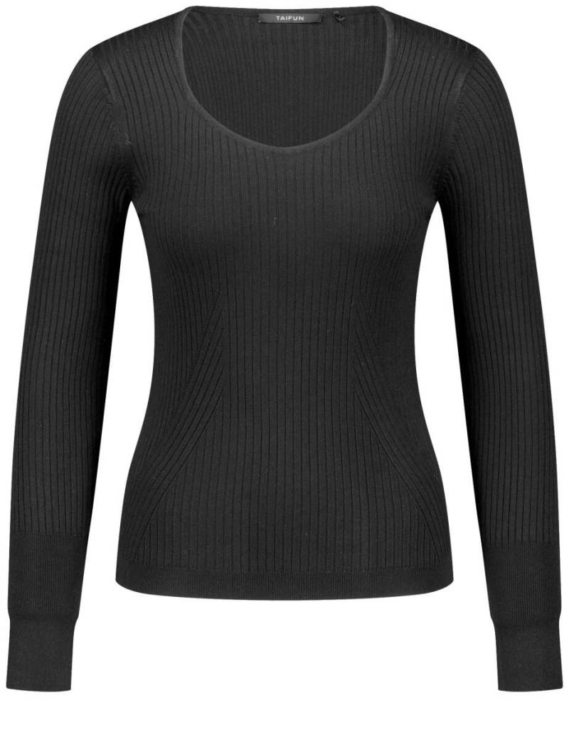 TAIFUN - Pullover mit Rippmuster schwarz - Gr. - 46 von TAIFUN
