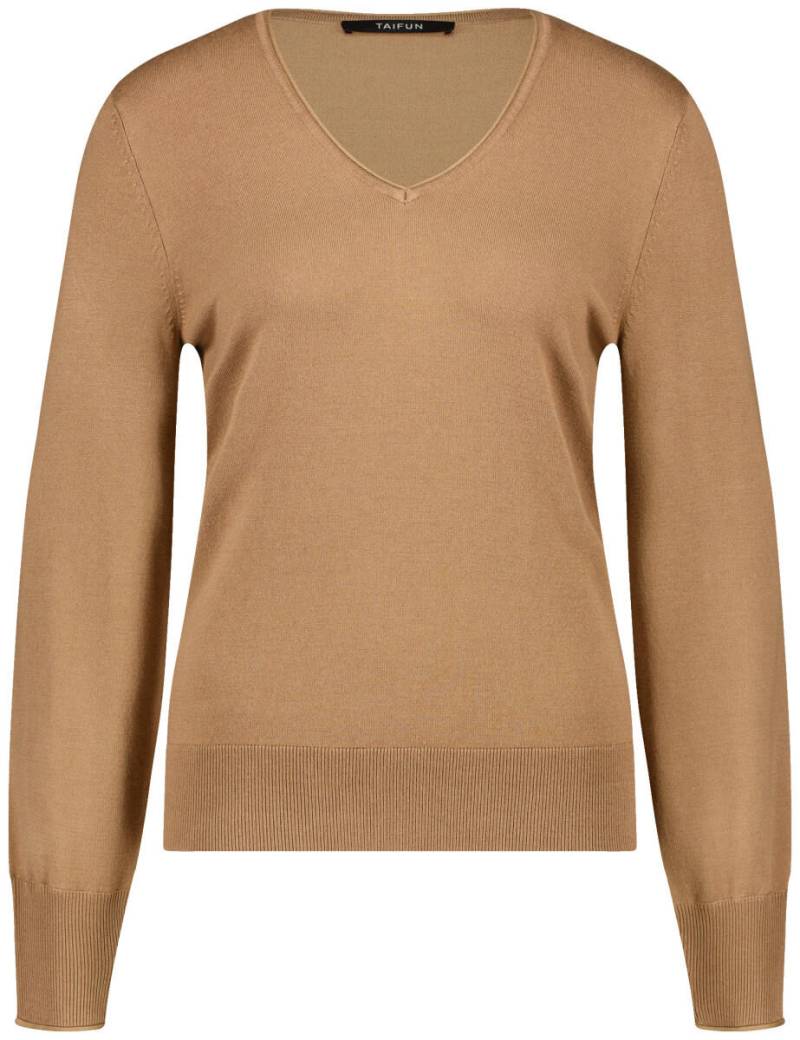 TAIFUN - Pullover mit V-Ausschnitt braun - Gr. - 44 von TAIFUN
