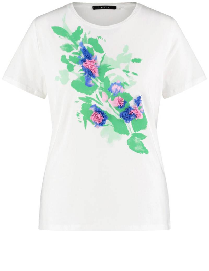 TAIFUN - T-Shirt mit Blüten-Applikation grün - Gr. - 42 von TAIFUN
