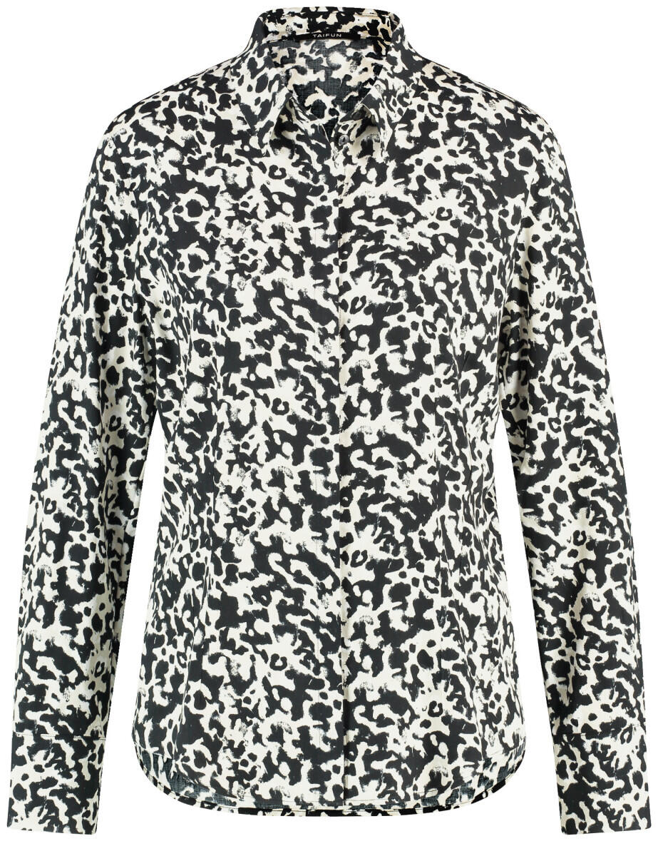 TAIFUN - Taillierte Hemdbluse mit Allover-Print schwarz/weiß - Gr. - 36 von TAIFUN