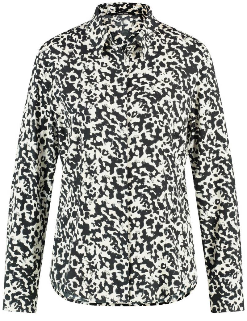 TAIFUN - Taillierte Hemdbluse mit Allover-Print schwarz/weiß - Gr. - 42 von TAIFUN