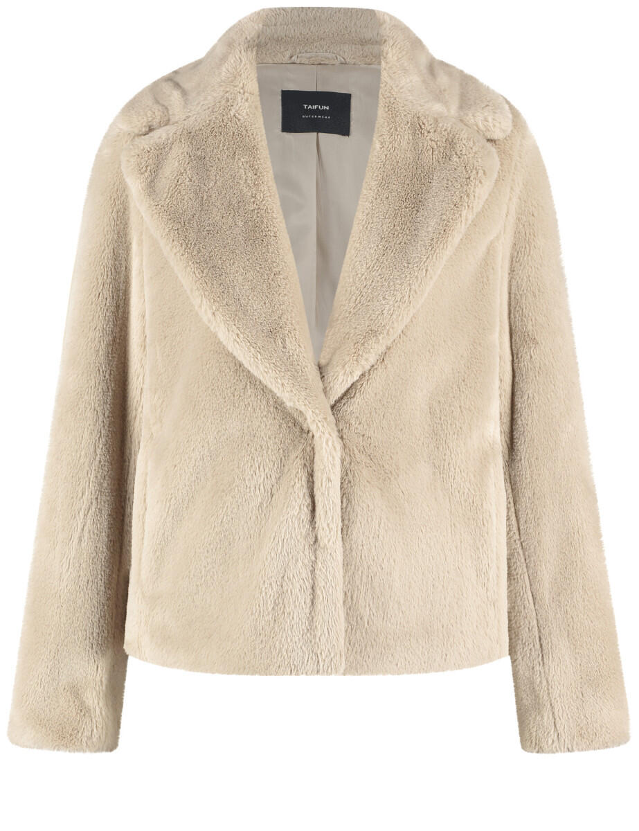 TAIFUN - Teddyplüsch-Jacke beige/weiß - Gr. - 44 von TAIFUN