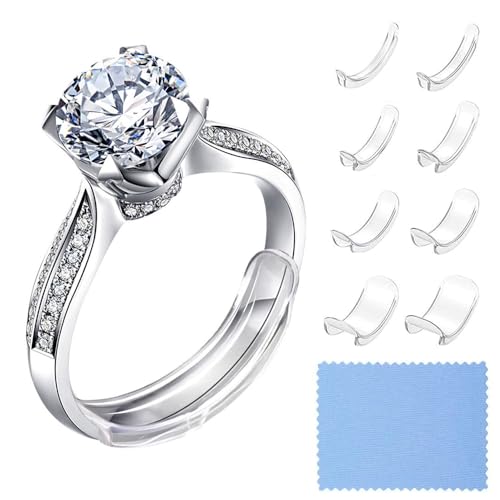 Ringverkleinerer Unsichtbar, 8 Stück Ring Verkleinerung, Unsichtbar Ring Größenverstellung für lose Ringe Ring Einstellknopf fit Damen Herren Ringmaß von TAIHE