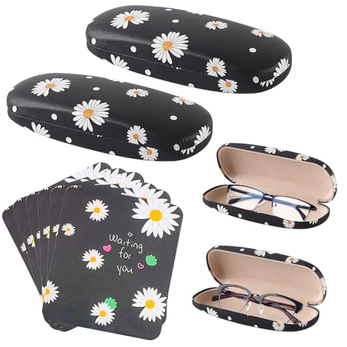 TAIHOBO 2 Stück Gänseblümchen Brillenetui Hardcase, Brillenetui Sonnenbrille Schwarz mit 6 Brillenputztuch, Tragbare Sonnenbrillen Etui, Modische Glasses Case für Brillenaufbewahrung Damen Herren TAIHOBO 2 Stück Gänseblümchen Brillenetui Hardcase, Brillenetui Sonnenbrille Schwarz mit 6 Brillenputztuch, Tragbare Sonnenbrillen Etui, Modische Glasses Case für Brillenaufbewahrung Damen Herren von TAIHOBO