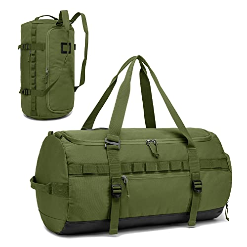 TAIHOYIN 60L Reisetasche Groß Sporttasche Herren und Damen mit Schuhfach & Rucksackfunktion Wasserdicht Trainingstasche Taktisch Fitness Gym Tasche Handgepäck für Weekender Reisen Camping, Armeegrün von TAIHOYIN