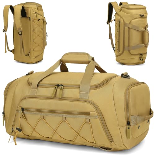 TAIHOYIN Sporttasche Herren 40L Reisetasche Rucksack mit Schuhfach und Nassfach Wasserdicht Trainingstasche Damen Fitness Gymtasche für Weekender Sport Duffle Bag, Braun von TAIHOYIN