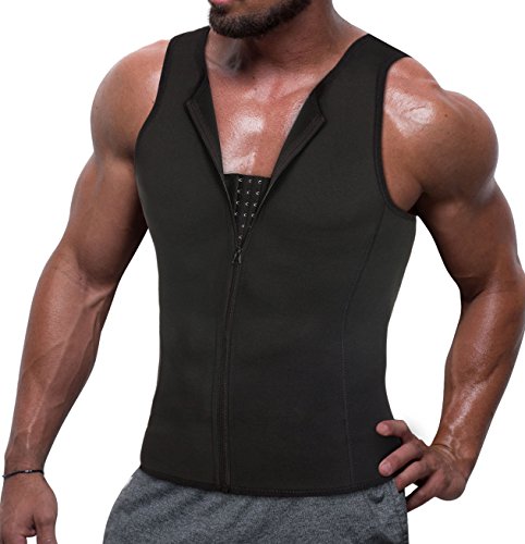 TAILONG Herren Kompression Shirt für Körper schlank Tank Top Shaper Enge Under Bauch-Steuer Hüftgürtel X-Large Schwarz von TAILONG