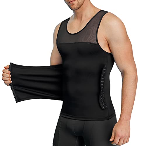 TAILONG Herren körper-Former-Weste Enge Tank top Compression Hemd Bauch-Steuer unterwäsche Moobs Binder Medium Schwarz von TAILONG