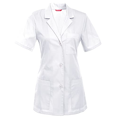 TAILOR'S Damen Laborkittel Kurzarm Mantel Arztkleidung Versuchsmantel, Rückenlänge 29 Zoll von TAILOR'S