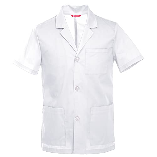 TAILOR'S Herren Laborkittel Kurzarm Mantel Arztkleidung Versuchsmantel, Rückenlänge 31 Zoll von TAILOR'S
