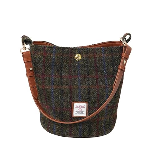 Damen-Umhängetasche/Handtasche aus Harris Tweed, Beuteltasche mit zwei Leder-Trägern, Barcelona Damen-Umhängetasche/Handtasche aus Harris Tweed, Beuteltasche mit zwei Leder-Trägern, Barcelona von TAILORMAP