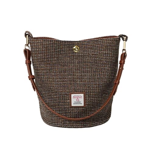 TAILORMAP Harris Tweed Frauen Bucket Bag Schultertasche Handtasche mit zwei Arten von Lederriemen, Nr. 16 von TAILORMAP
