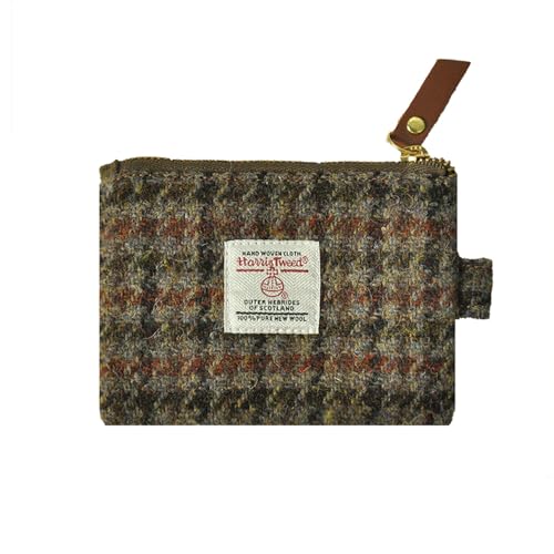 Harris Tweed Mini-Münzgeldbörse, handgefertigt, Lippenstift-Tasche, Vintage, britisch, tragbar, Kreditkarten-/Ausweis-Geldbörse mit YKK-Reißverschluss für Damen und Herren, Nr.636, Kunstkariert von TAILORMAP