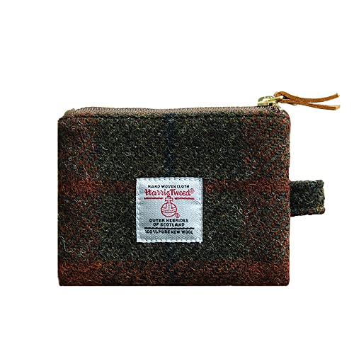 Harris Tweed Mini-Münzgeldbörse, handgefertigt, Lippenstift-Tasche, Vintage, britisch, tragbar, Kreditkarten-/Ausweis-Geldbörse mit YKK-Reißverschluss für Damen und Herren, Tarzan, Kunstkariert von TAILORMAP