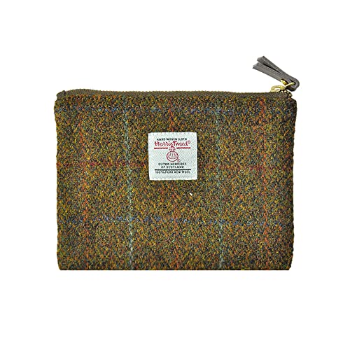 Harris Tweed Münzbörse, handgefertigt, Lippenstift-Tasche, Vintage-Stil, britische tragbare Kreditkarten-Ausweis-Geldbörse mit YKK-Reißverschluss für Damen und Herren, Helles Braun, Medium, von TAILORMAP