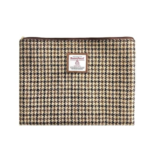 Harris Tweed Münzbörse, handgefertigt, Lippenstift-Tasche, Vintage-Stil, britische tragbare Kreditkarten-Ausweis-Geldbörse mit YKK-Reißverschluss für Damen und Herren, Nr.3528, Large, Kunstkariert von TAILORMAP