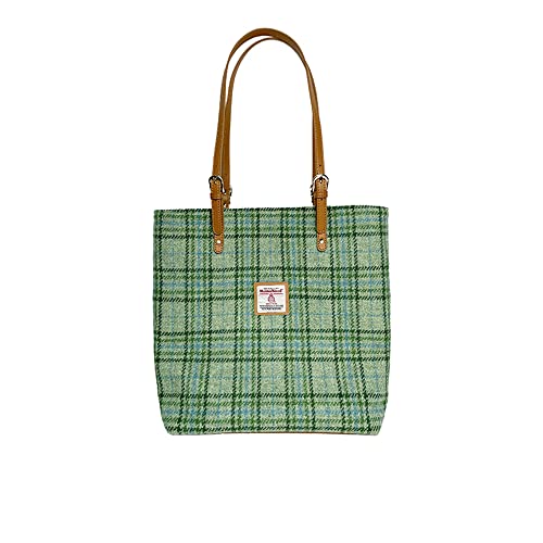 Harris Tweed Tragetasche Retro Plaid Große Kapazität Handtasche Vielseitige Schultertasche, Hellgrün, Large von TAILORMAP