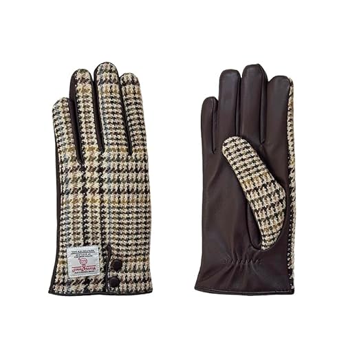 TAILORMAP Harris Tweed Winter Warm Touchscreen Warm Fahren Lammfell Leder Handschuhe, Nr.2154, Large von TAILORMAP