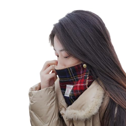 TAILORMAP Harris Tweed Wolle Warm Halstuch mit Samt Snap Kragen Anti-Kälte Hals Plaid Schal, Heiligabend, Einheitsgröße von TAILORMAP