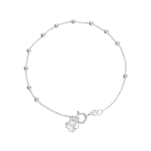 TAIPAN Damen Silberarmband 19cm mit Kleeblatt Rosenkranz Armband 925 Silber von TAIPAN