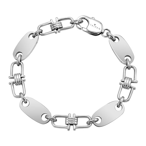 TAIPAN Plattenkette Armband bewegliche Steigbügelkette 10mm breit aus Edelstahl Länge 19cm / 21cm wählbar (19) von TAIPAN