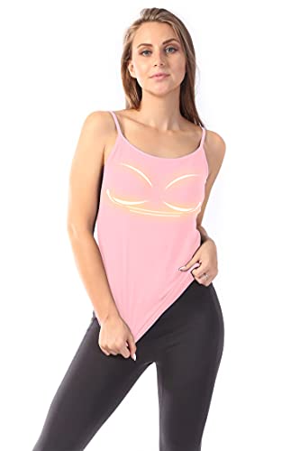 Damen BH-Hemd Bügelloser Unterhemd 1 Pack Träger Tops,Rosa,2XLarge von TAIPOVE